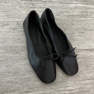 Mango black leather flats